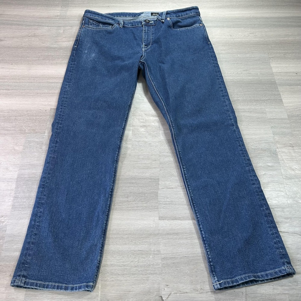 Volcom Solver Modern Straight Jeans Mens 38x32 Blue Stretch‎ Denim Medium Wash
